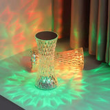Luxury Crystal Diamond LED Table Lamp – USB Rechargeable Touch Control 3-Color Dimmable Night Light