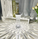 Luxury Crystal Diamond LED Table Lamp – USB Rechargeable Touch Control 3-Color Dimmable Night Light