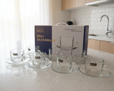 Luxury 12-Piece Glass Cup & Saucer Set by DELISOGA – Perfect for Tea & Coffee Lovers