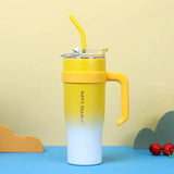 Hot/Cool Large Capacity Tumbler Stainless Steel Insulated Water Bottle With Straw - Leakproof, Vacuum-Sealed, 1200ml
