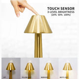 USB Rechargeable Portable Touch Control Dimmable 3 Light Color Tunable Table Lamp for Hotel, Cafe