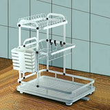 Dish Drying Rack 3-Tier Detachable With Draining Board & Utensil Holder-Black