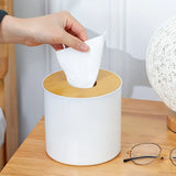 Elegant Round Bamboo Wood Tissue Box – Eco-Friendly & Stylish Dispenser