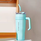 Hot/Cool Large Capacity Tumbler Stainless Steel Insulated Water Bottle With Straw - Leakproof, Vacuum-Sealed, 1200ml