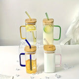 550ml Borosilicate Glass with Bamboo Lid & Reusable Straw – Eco-Friendly Drinking Cup