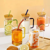 550ml Borosilicate Glass with Bamboo Lid & Reusable Straw – Eco-Friendly Drinking Cup