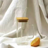 550ml Borosilicate Glass with Bamboo Lid & Reusable Straw – Eco-Friendly Drinking Cup