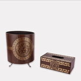 Luxury Versace Style Storage Basket with Tissue Box Holder Set – Premium Decorative Home Organizer
