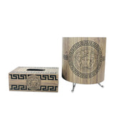 Luxury Versace Style Storage Basket with Tissue Box Holder Set – Premium Decorative Home Organizer