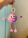 Handcrafted  Fuzzy Monster Keyring – Cute Backpack & Purse Charm