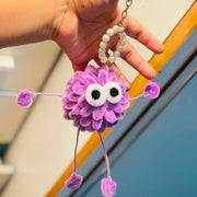 Handcrafted  Fuzzy Monster Keyring – Cute Backpack & Purse Charm