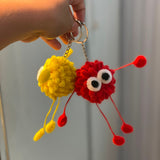 Handcrafted  Fuzzy Monster Keyring – Cute Backpack & Purse Charm