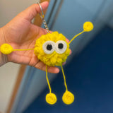 Handcrafted  Fuzzy Monster Keyring – Cute Backpack & Purse Charm