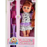 Baby Doll with Foldable Stroller – Pretend Play Baby Carriage Toy Set for Kids Ages 3+