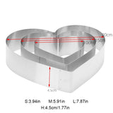 3Pcs Stainless Steel Heart Mousse Ring Mold Set – Cake, Biscuit, Cheese & Dessert Cutter
