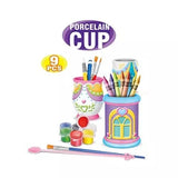 DIY Porcelain Cup Painting Kit for Kids – 9 Piece Creative Ceramic Mug Art & Craft Set
