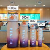 Silicone Gradient Color high-capacity Gym Sports Straw  Water Bottle Set