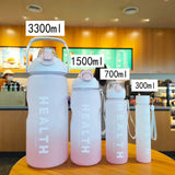 Silicone Gradient Color high-capacity Gym Sports Straw  Water Bottle Set