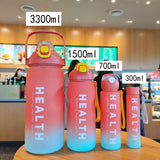 Silicone Gradient Color high-capacity Gym Sports Straw  Water Bottle Set