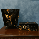 Premium Marble Design Dustbin with Tissue Box Holder Set – Modern Home & Bathroom Décor