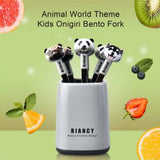 Cartoon Animal Fruit Fork Set with Storage Box – Stainless Steel Kids Dessert Toothpicks