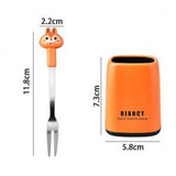 Cartoon Animal Fruit Fork Set with Storage Box – Stainless Steel Kids Dessert Toothpicks
