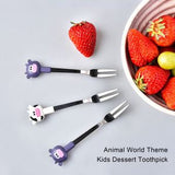 Cartoon Animal Fruit Fork Set with Storage Box – Stainless Steel Kids Dessert Toothpicks