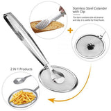 2-in-1 Stainless Steel Mesh Strainer Tongs – Multi-Purpose Filter Spoon for Frying & Serving