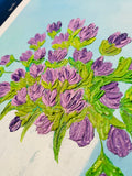 Original Purple Bloom Oil Canvas Painting – Handcrafted Floral Wall Art for Home Décor