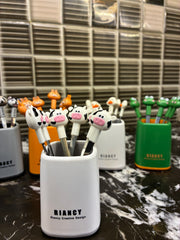 Cartoon Animal Fruit Fork Set with Storage Box – Stainless Steel Kids Dessert Toothpicks