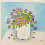 Original Purple Bloom Oil Canvas Painting – Handcrafted Floral Wall Art for Home Décor