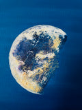 “Until Dusk” Original Moonlit Sky Oil Painting – Deep Blue Evening Wall Art