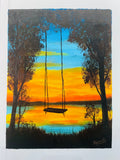 Original Sunset Swing Oil Painting