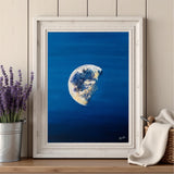 “Until Dusk” Original Moonlit Sky Oil Painting – Deep Blue Evening Wall Art