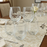 Modern Diamond Shape Gold Rim Glass Set – Stable Anti-Rock Design (6 Pieces)