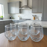 Modern Diamond Shape Gold Rim Glass Set – Stable Anti-Rock Design (6 Pieces)