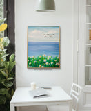 “Seaside Daisies” Original Floral Oil Painting – Coastal Flower Wall Art for Elegant Home Décor