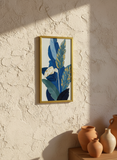 Luxury Golden-Kissed Blue Leaves Wall Art – Elegant Botanical Home Décor