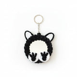 Handmade Fuzzy Mirror Keychain – Cute  Design Mini Pocket Mirror Keyring