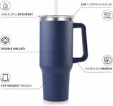 Hot/Cool Large Capacity Tumbler Stainless Steel Insulated Water Bottle With Straw - Leakproof, Vacuum-Sealed, 1200ml