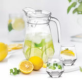 7-Piece Premium Glass Water & Juice Set | 1.3L Jug + 6 Tumblers (310ml) | Elegant Transparent Drinkware"