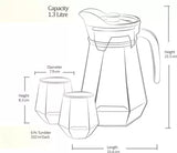 7-Piece Premium Glass Water & Juice Set | 1.3L Jug + 6 Tumblers (310ml) | Elegant Transparent Drinkware"