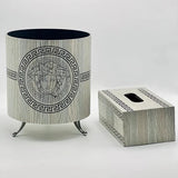 Luxury Versace Style Storage Basket with Tissue Box Holder Set – Premium Decorative Home Organizer