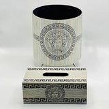 Luxury Versace Style Storage Basket with Tissue Box Holder Set – Premium Decorative Home Organizer
