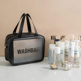 Clear Waterproof Toiletry & Makeup Bag – Portable PVC Cosmetic Organizer with Zipper for Travel & Daily Use