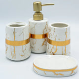 Pack of 4 Black & Gold Marblene Bathroom Accessories Set