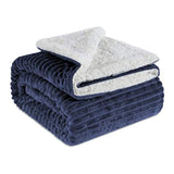 Ribbed Stripe Ultra Soft Sherpa Throw Blanket- King Size