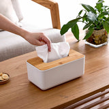 Bamboo Wood Tissue Box With Mobile Stand