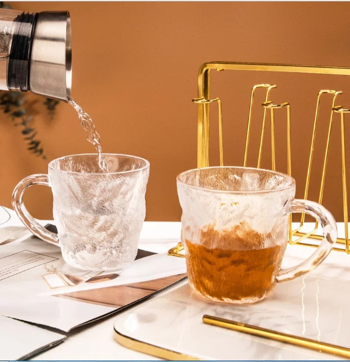 Glacier Pattern Frosted Glass Mugs-6 Pcs