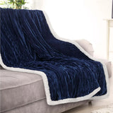 Ribbed Stripe Ultra Soft Sherpa Throw Blanket- King Size